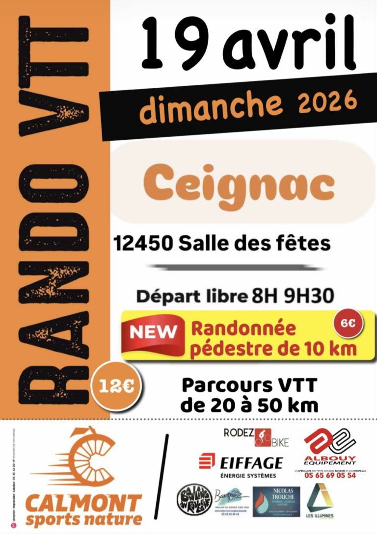 affiche randonnée vtt en aveyron a calmont point de rdv