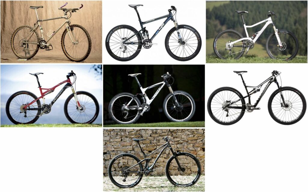 plusieurs photos de vtt correspondant a plusieurs époques
